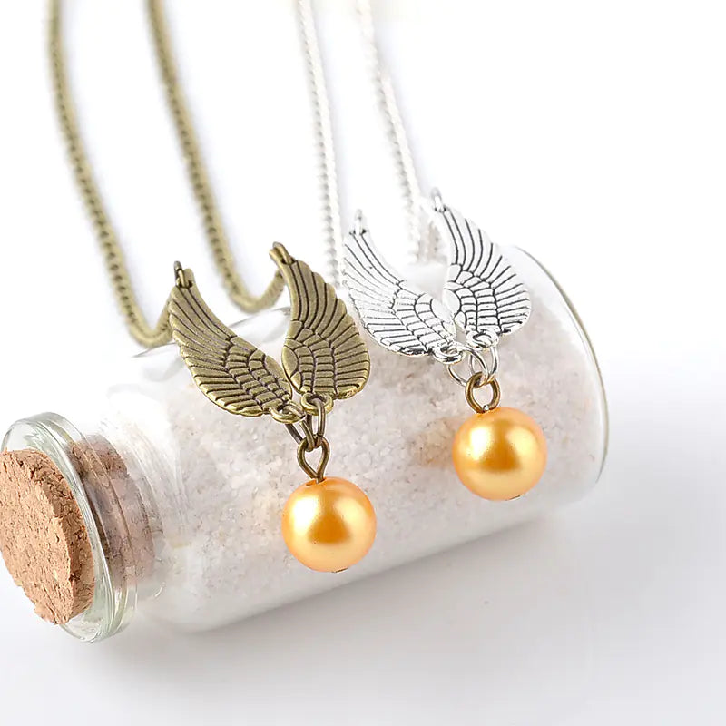 Harry Potter Deathly Hallows Golden Snitch Necklace