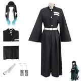 UZAIN Mens Demon Muichiro Cosplay Costume Tokitou Muichirou Cosplay Uniform Kimono With Wig Full Set Outfit Halloween (S Black+Wig) - My Anime Haven