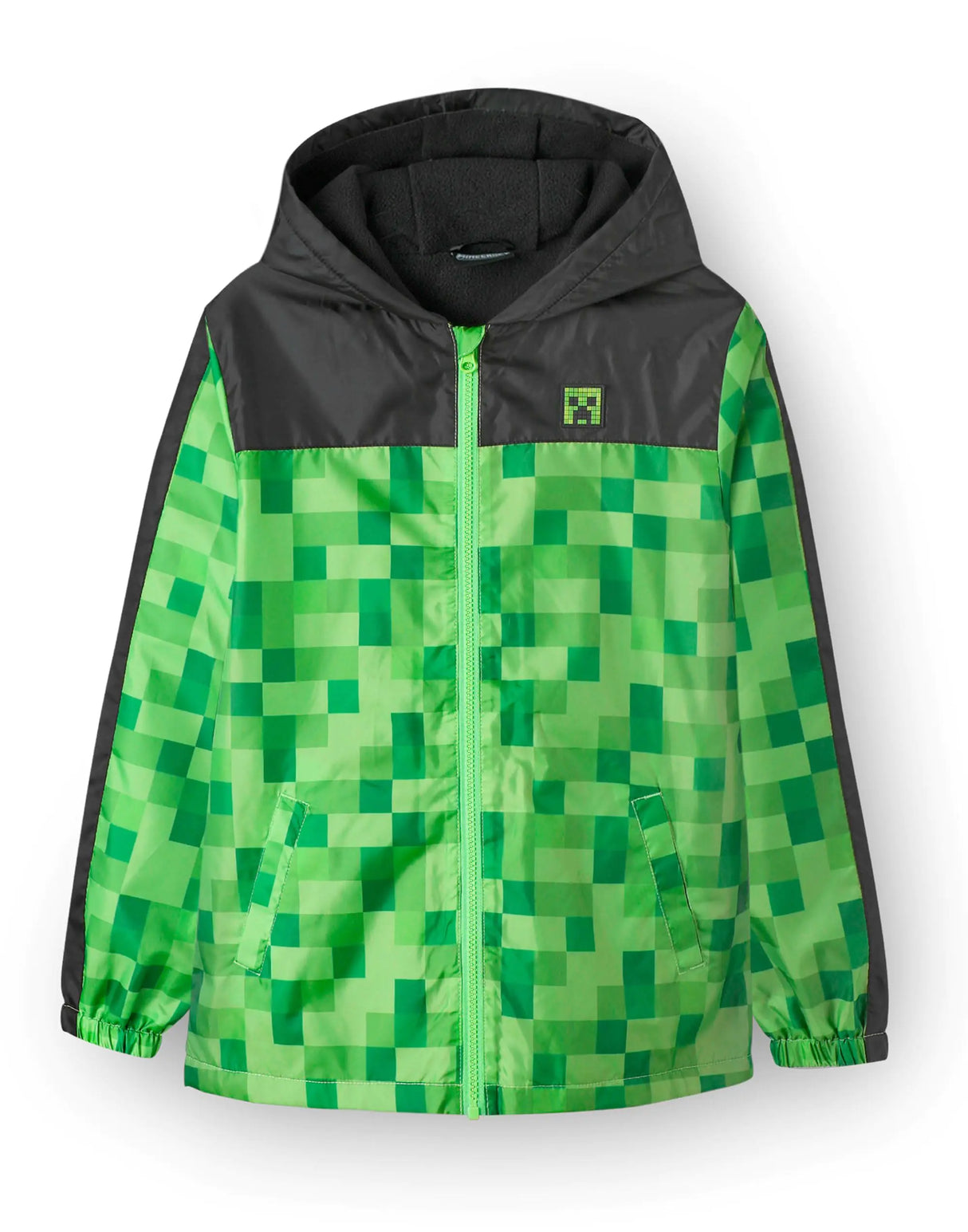 Minecraft Boys Jacket Waterproof Hoodie Creeper Fleece Lined Raincoat 9-10 Years