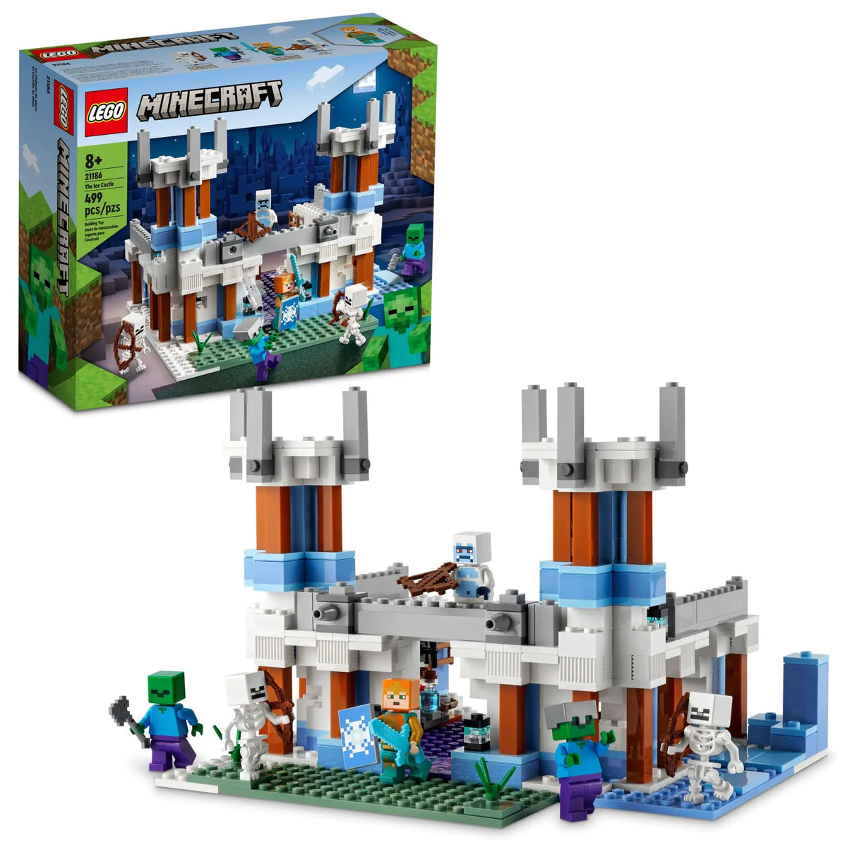 LEGO Minecraft The Ice Castle 21186 Building Toy Set for Kids Girlsand Boys Ages 8+(499 Pieces)