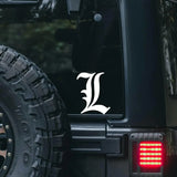 5in Death Note L Symbol Vinyl Sticker for Trucks Cars laptops & More. - My Anime Haven