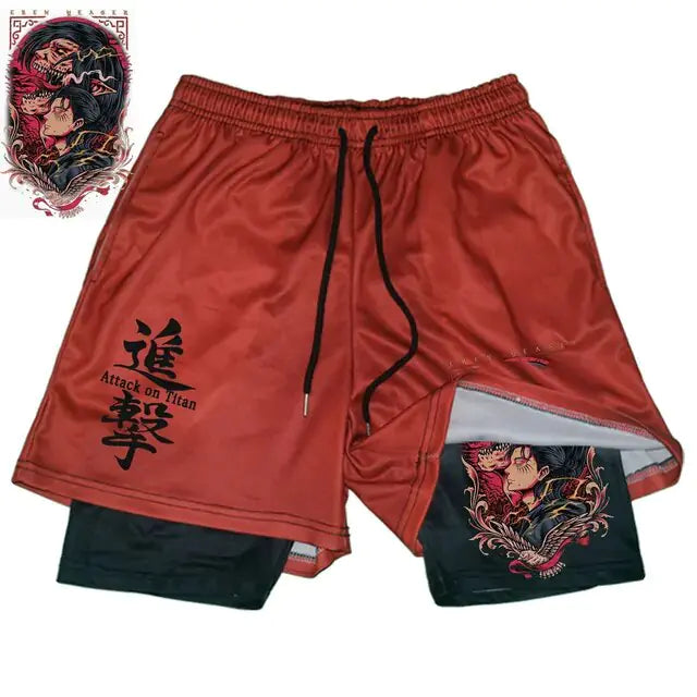 Anime Attack on Titan Gym Shorts Black - My Anime Haven