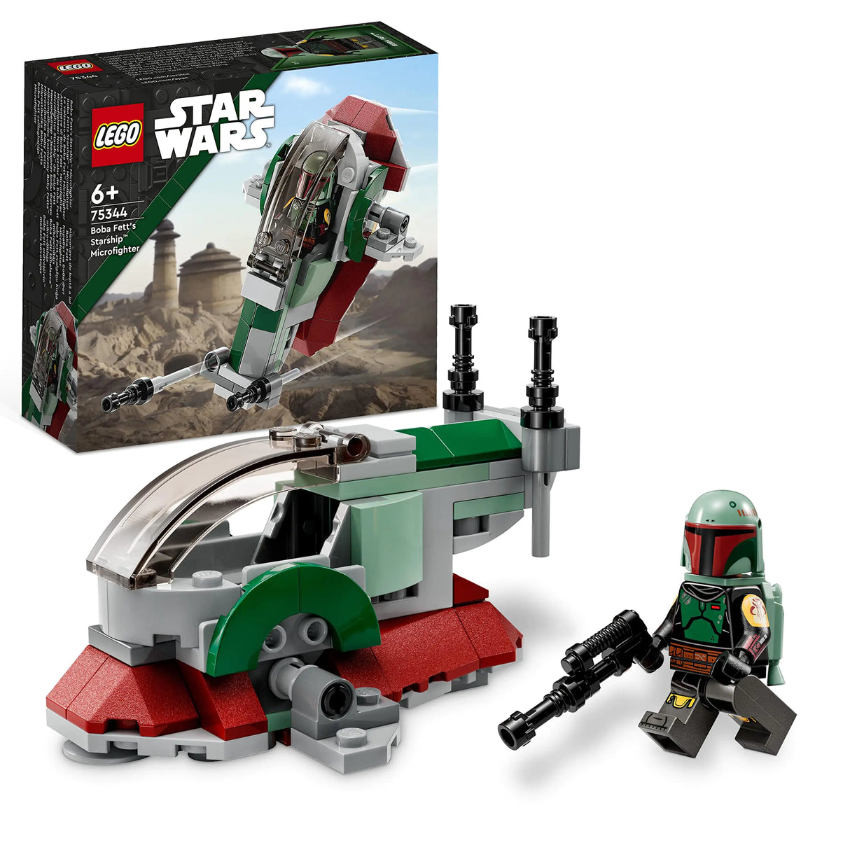 LEGO 75344 Star Wars Boba Fetts Starship - Microfighter Set Modell aus Der Mandalorianer baubares Spielzeug mit Flick-Shooter und verstellbaren Flügeln