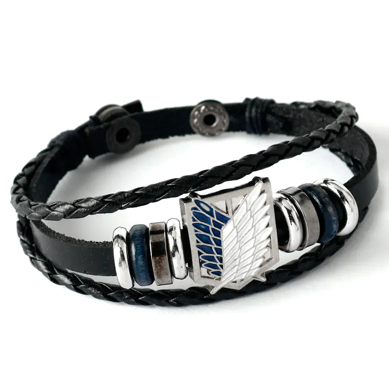 Anime Merch Accessories: Naruto, One Piece & Attack on Titan Leather Bracelet