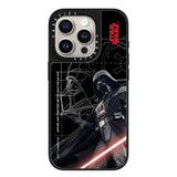 CASETiFY Mirror iPhone 15 Pro Case [Star Wars Co-Lab / 4.9ft Drop Protection/Magsafe] - The Sith Lord Darth Vader - Silver on Black
