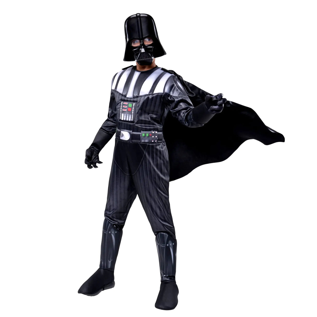 Star Wars Darth Vader Official Youth Costume - Premium Quality Padded Jumpsuit with Plastic Mask and Detachable Cape (L) Multi