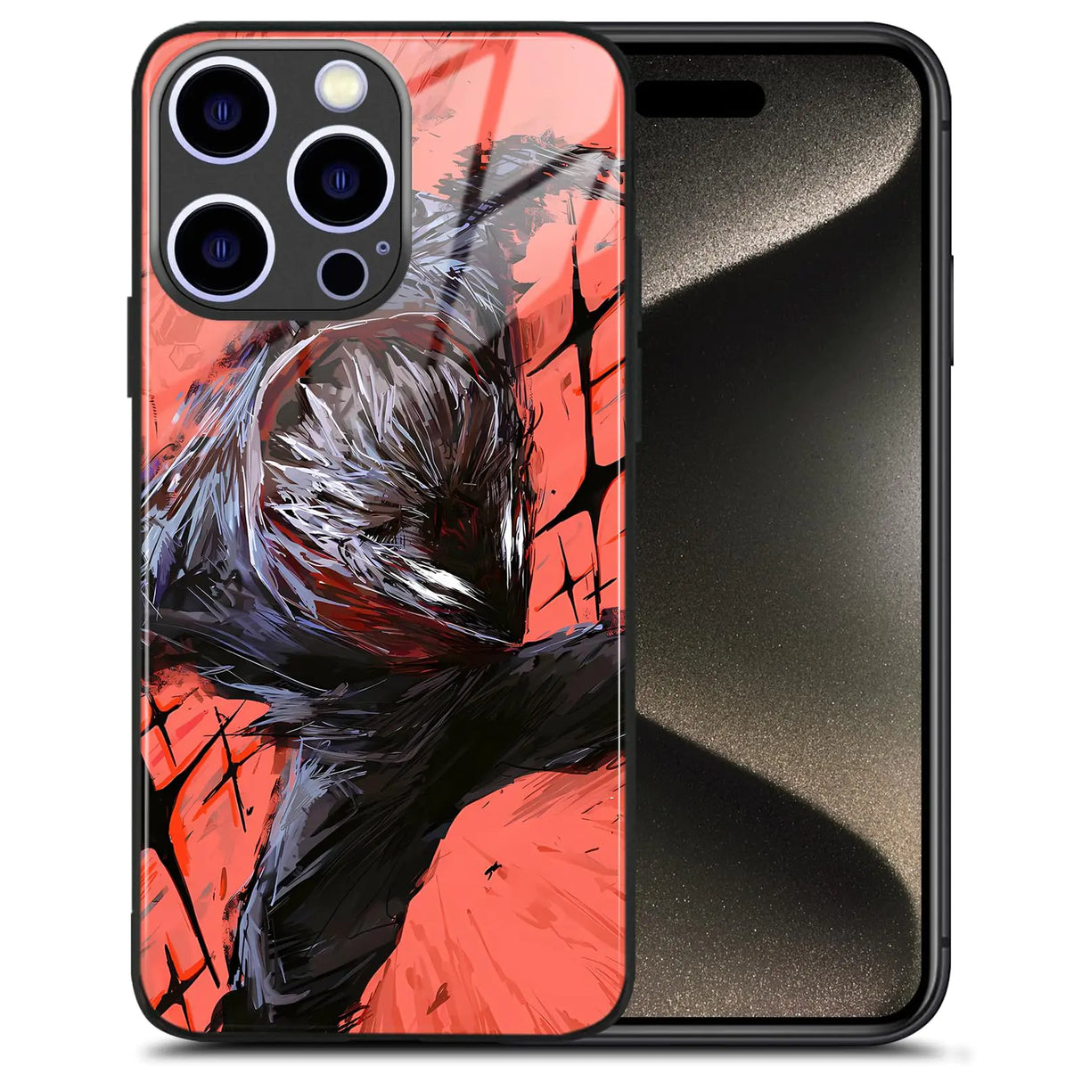 Yujis Sukuna JJK Manga Role Pattern Silicone Tempered Glass Case - Anime Unique Art Durability Phone Shell for iPhone 13 Pro Max