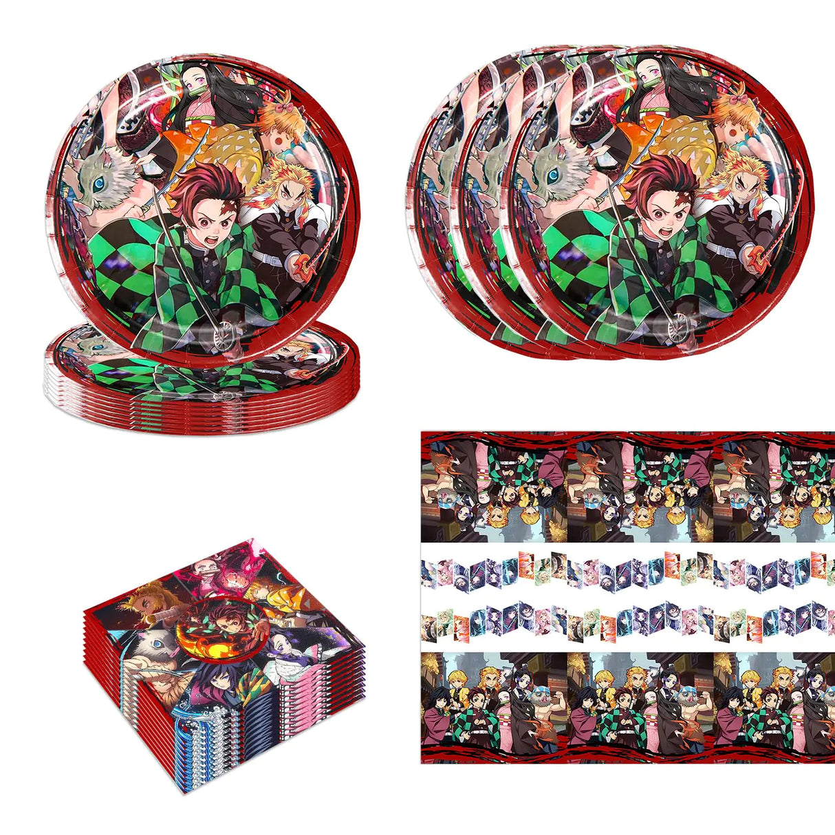 41Pcs Demon Slayers Party Supplies include 20 plates 20 napkins for De Slayers 1 Tablecloth Birthday party Decoration - My Anime Haven