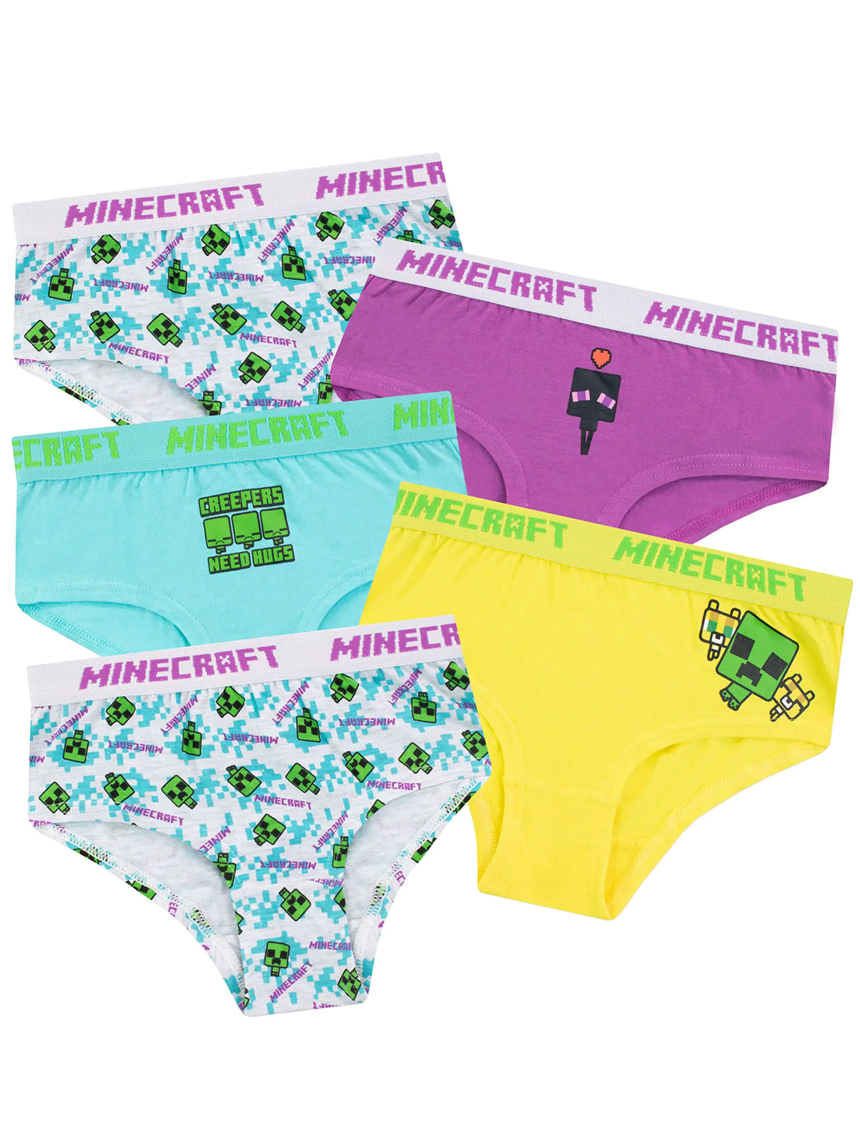 Minecraft Girls Underwear Pack of 5 Creeper Multicolor 12