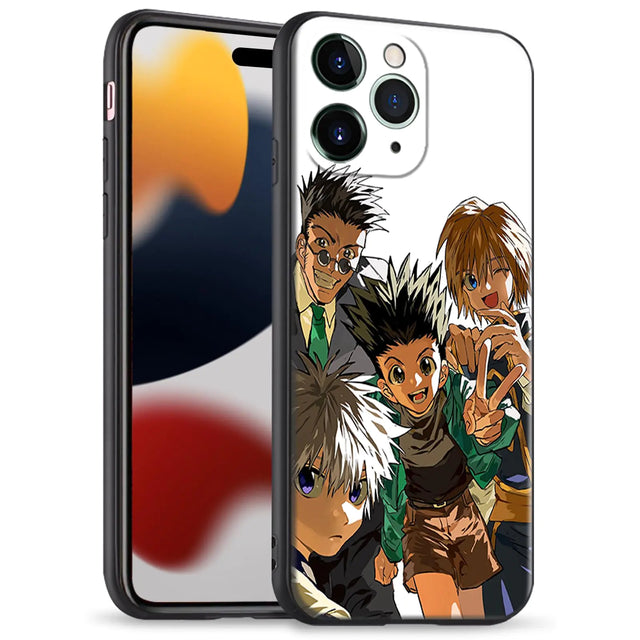 Akatxezy Gon Killua and Kurapika HxH Creativity Manga Design Phone Case - Fan Favorite Anime Black Soft Silicone Shell for iPhone 16 Pro Max - My Anime Haven