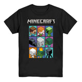 Minecraft Boys Video Game T-Shirt - Black and Green Creeper Face - Official Shirt (Black Grid Small)