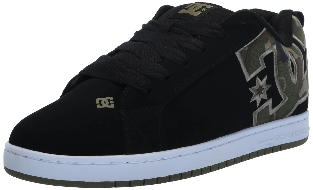 DC Mens Court Graffik Casual Skate Shoe Black/Black/Green 11.5