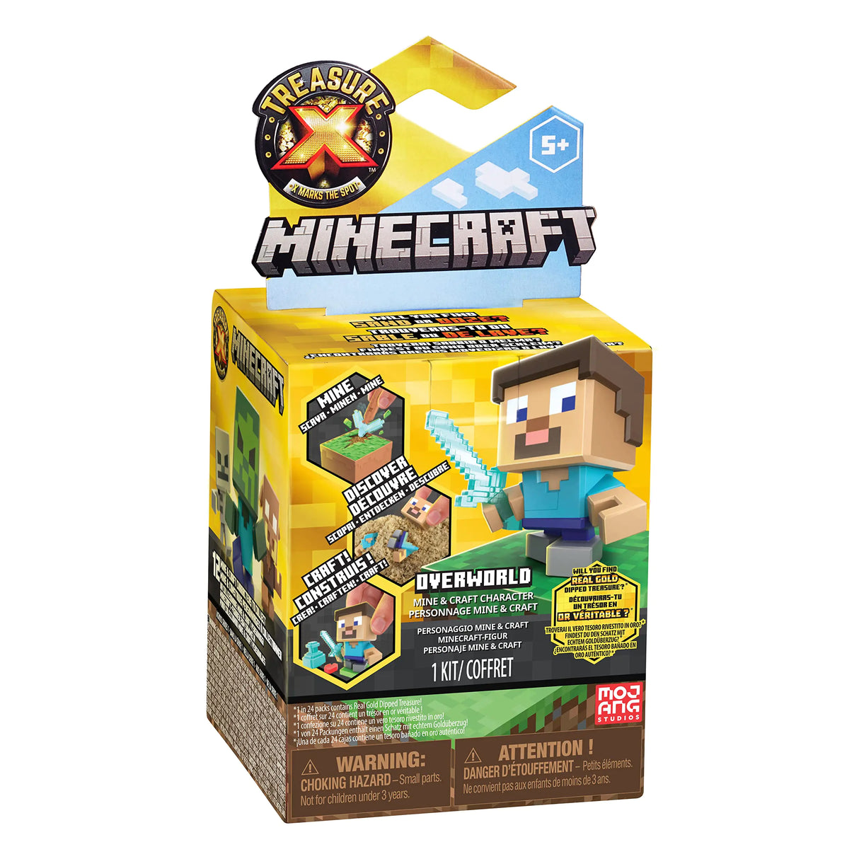 Treasure X Minecraft "Overworld"-Packung mit 10 Abenteuerleveln und 1 von 12 Minecraft-Spielfiguren zum Sammeln Chance auf einen Schatz mit echtem Goldüberzug offizieller Merchandise