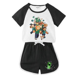 Kids Summer Minecraft T-Shirt and Shorts Set (Two Pieces)