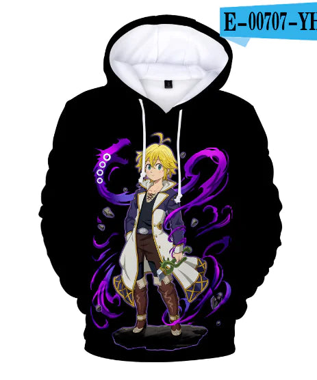 Unisex Hoodie with 3D Fashion Design, Seven Deadly Sins