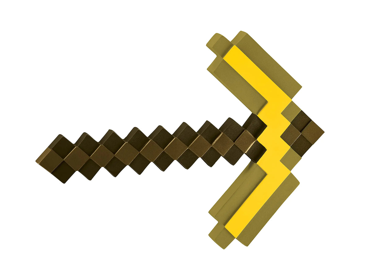 Gold Minecraft Pickaxe Official Minecraft Costume Accessory for Kids Single Size Video Game Costume Prop