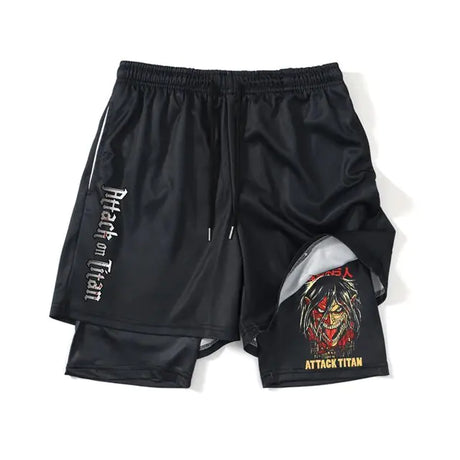 Anime Attack on Titan Gym Shorts Black - My Anime Haven