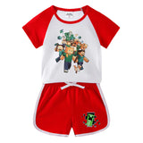 Kids Summer Minecraft T-Shirt and Shorts Set (Two Pieces)