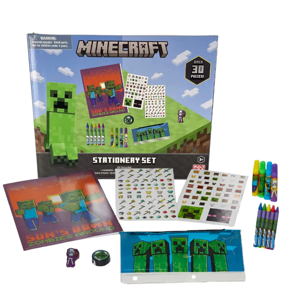 Minecraft Kids Coloring Art and Sticker Set 30 Pcs. School & Craft Supplies with Pencil Case