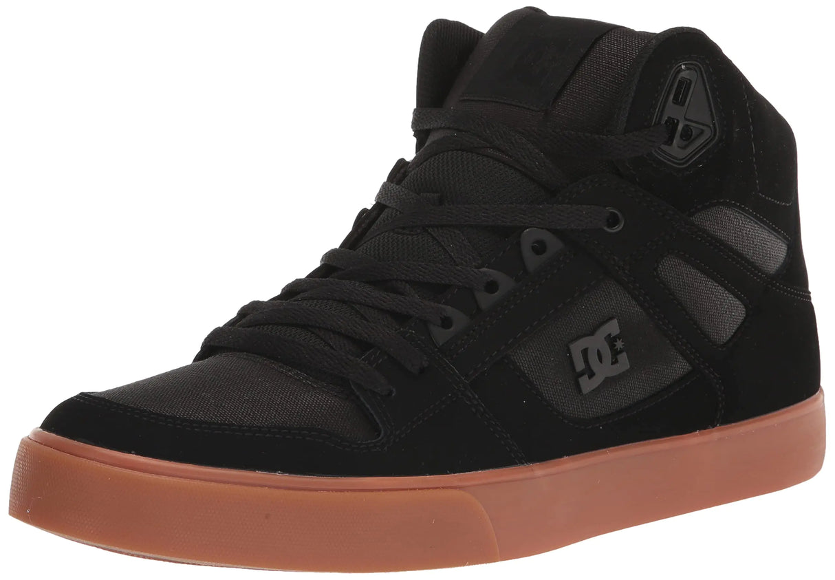 DC Mens Pure High Top Wc Skate Shoes Casual Sneakers Black/Gum 8