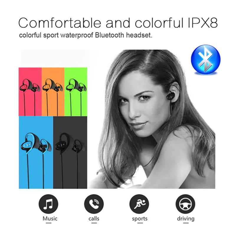 Bluetooth Earphones IPX8 Waterproof for Sports Gaming