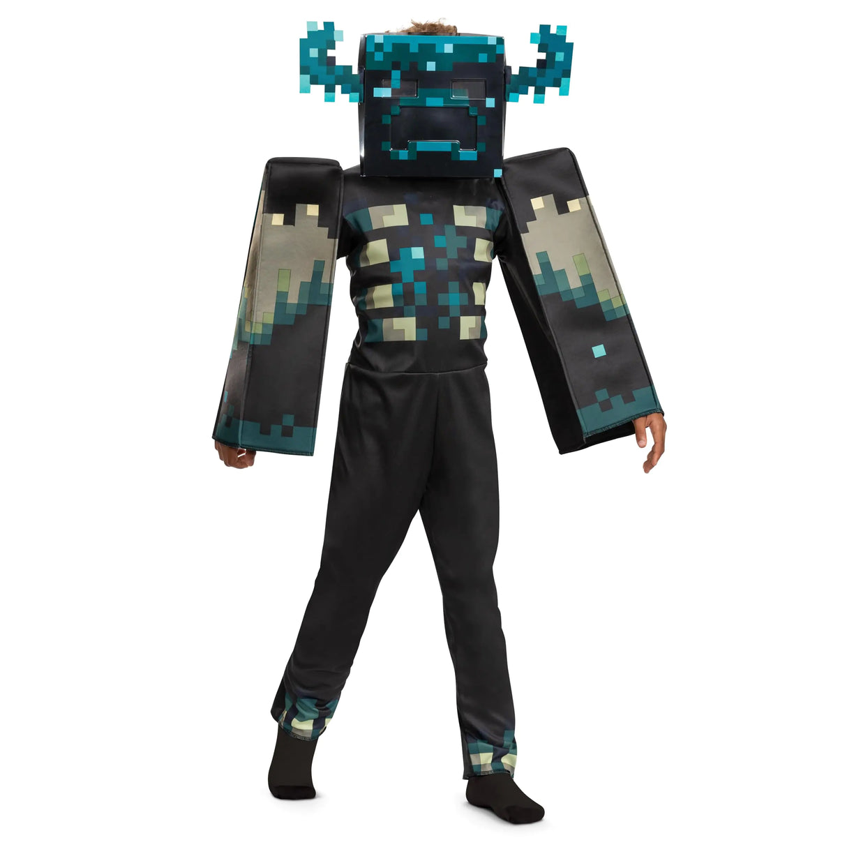 Disguise Minecraft Warden Costume Official Deluxe Minecraft Costume for Kids with Headpiece and Jumpsuit Child Size (10-12)