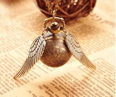 Harry Potter Golden Snitch Pocket Watch Necklace