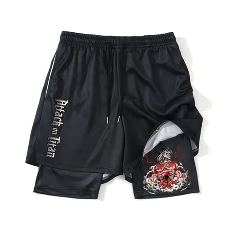 Anime Attack on Titan Gym Shorts Black - My Anime Haven