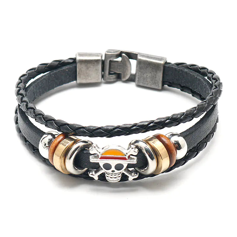 Anime Merch Accessories: Naruto, One Piece & Attack on Titan Leather Bracelet