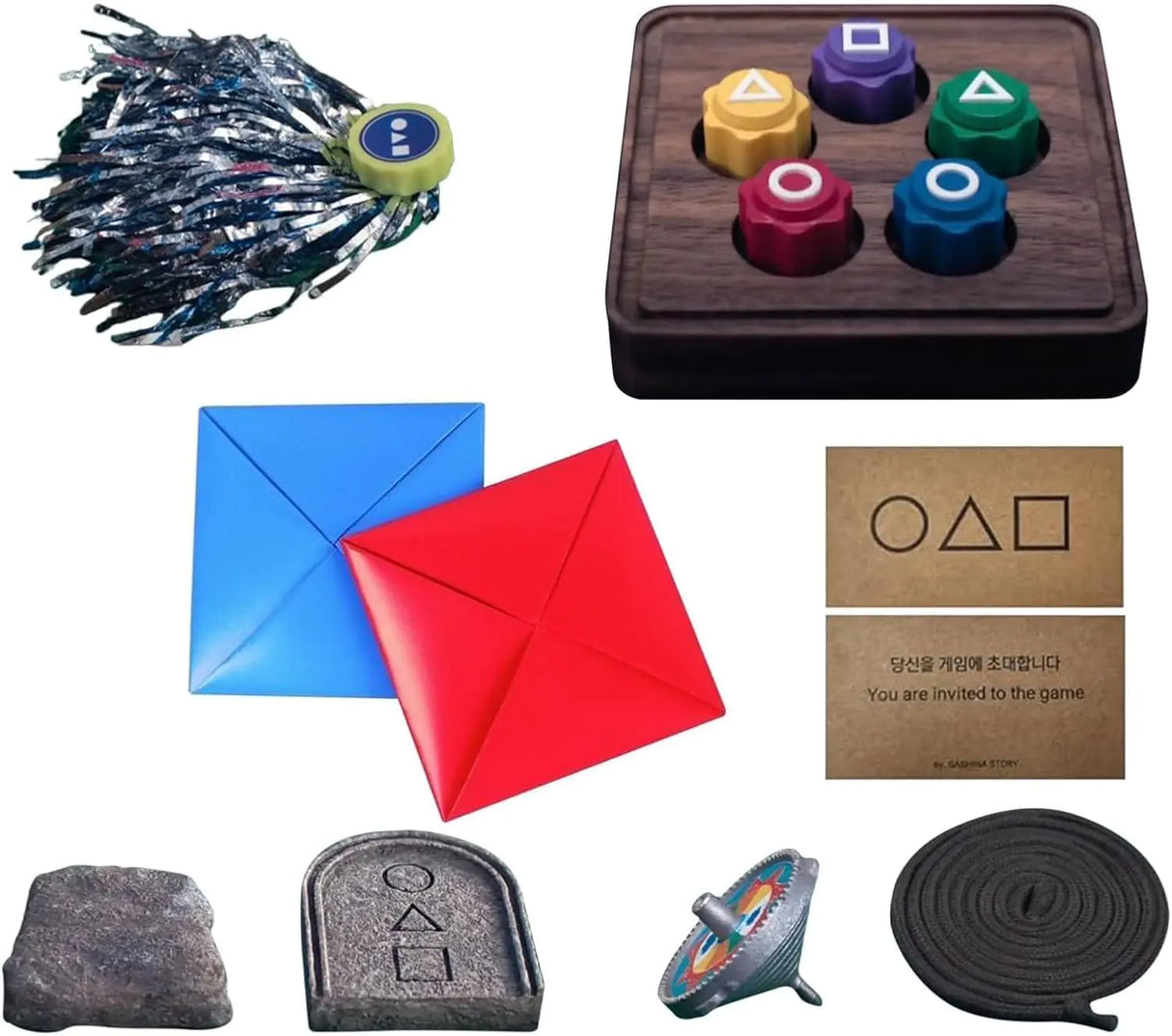 2025 New Korean Traditional Gonggi Game Squid Gonggi Game Stone Catching Game Gonggi Jack Stone Pebbles Set Hand Eye Coordination Training Toy (All Game Set)