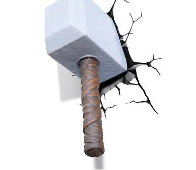 Marvel 3D Wall Light - Iron Man Mask & Thor's Hammer