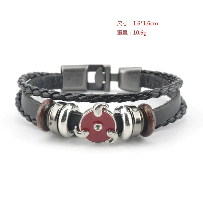 Anime Merch Accessories: Naruto, One Piece & Attack on Titan Leather Bracelet