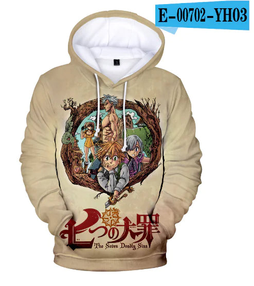 Unisex Hoodie with 3D Fashion Design, Seven Deadly Sins