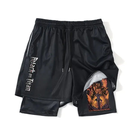 Anime Attack on Titan Gym Shorts Black - My Anime Haven