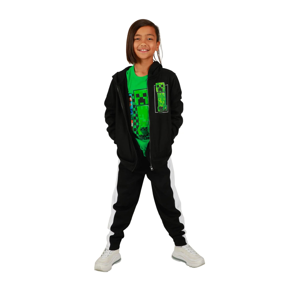 Youth Boys Minecraft 3 pc Hoodie Jogger T-shirt combo-Small Multicolored