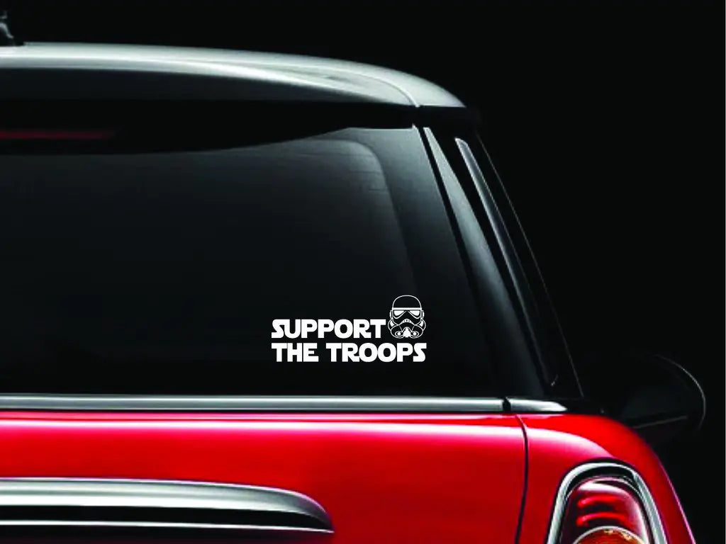 Support The Troops Star Wars Storm Trooper Decal Vinyl Sticker|Cars Trucks Vans Walls Laptop| White |7.5 x 3.25 in|CCI1152