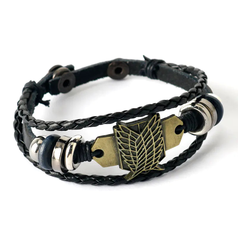Anime Merch Accessories: Naruto, One Piece & Attack on Titan Leather Bracelet