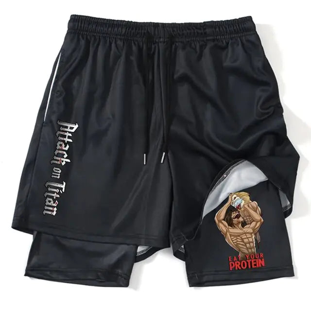 Anime Attack on Titan Gym Shorts Black - My Anime Haven