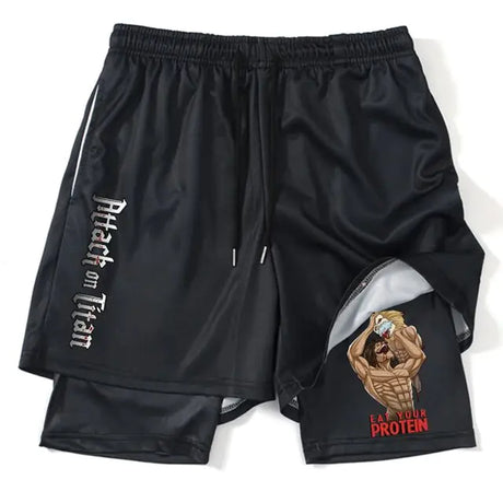 Anime Attack on Titan Gym Shorts Black - My Anime Haven