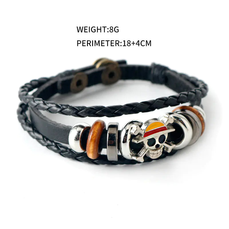 Anime Merch Accessories: Naruto, One Piece & Attack on Titan Leather Bracelet