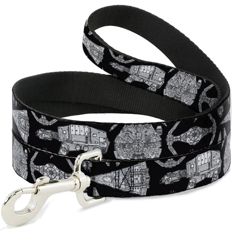 Star Wars Pet Leash Dog Leash Star Wars Ships and Vehicles Black Grays 4 Feet Long 0.5 Inch Wide - My Anime Haven