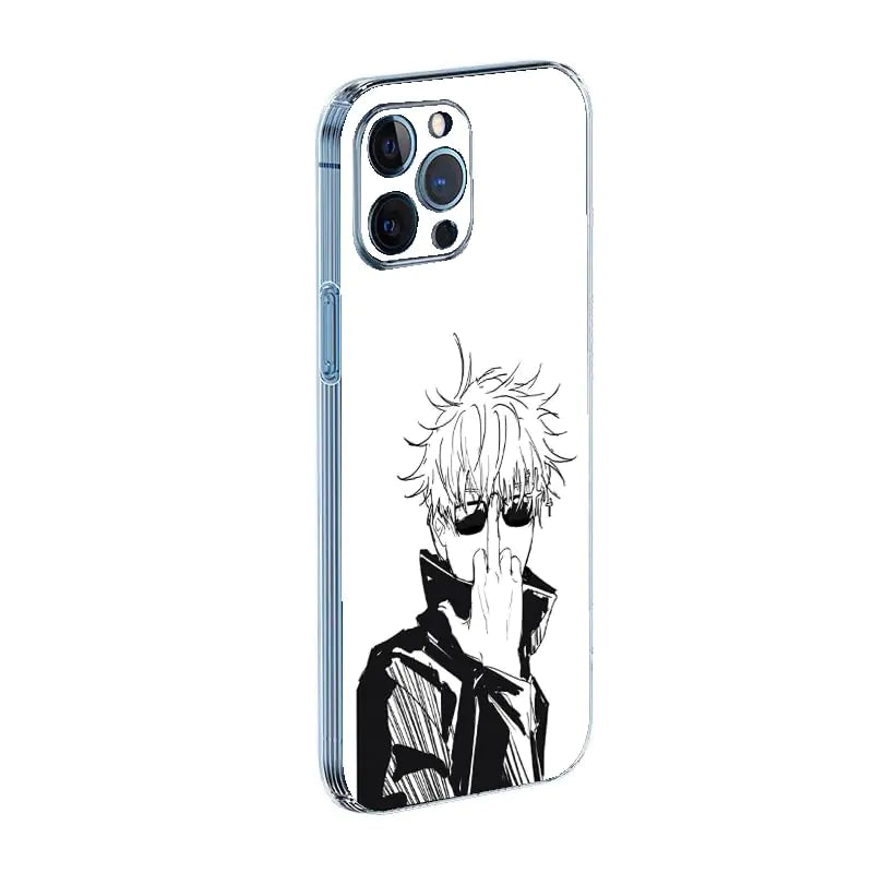 CEVENAS Anime Gojou Awesome Jujutsu Phone Case Compatible with iPhone 12 Mini Kaisen Black White Manga Stripe Shockproof Phone Soft Cover