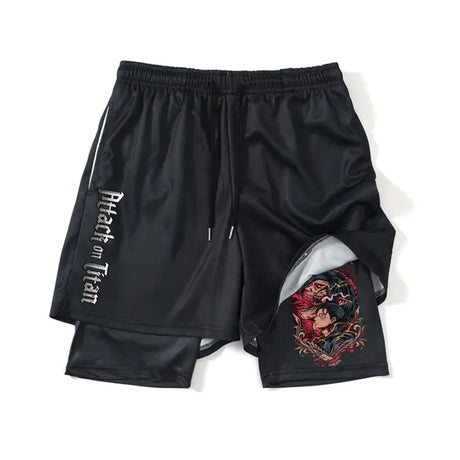 Anime Attack on Titan Gym Shorts Black - My Anime Haven