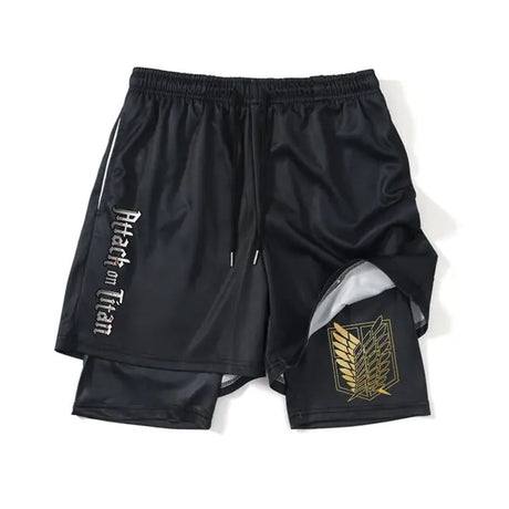 Anime Attack on Titan Gym Shorts Black - My Anime Haven