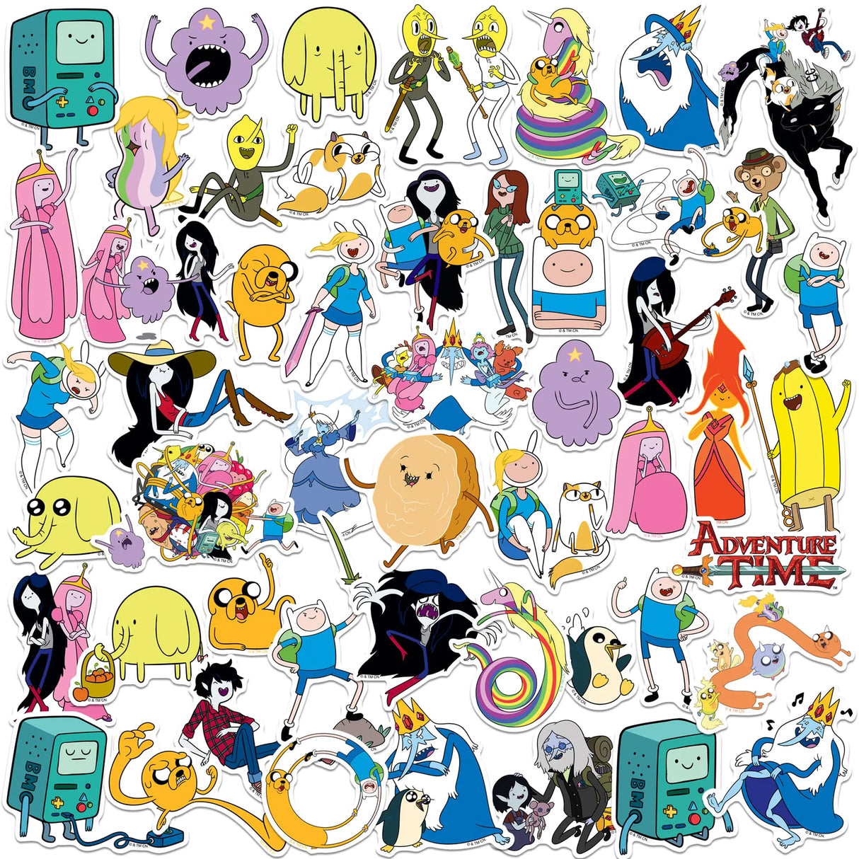 Adventure TIME Characters 50ct Vinyl Large Deluxe Stickers Variety Pack - Laptop Water Bottle Scrapbooking Tablet Skateboard Indoor/Outdoor - Set of 50 - My Anime Haven