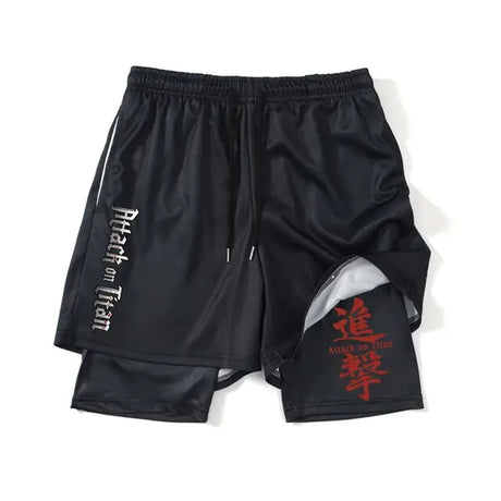 Anime Attack on Titan Gym Shorts Black - My Anime Haven