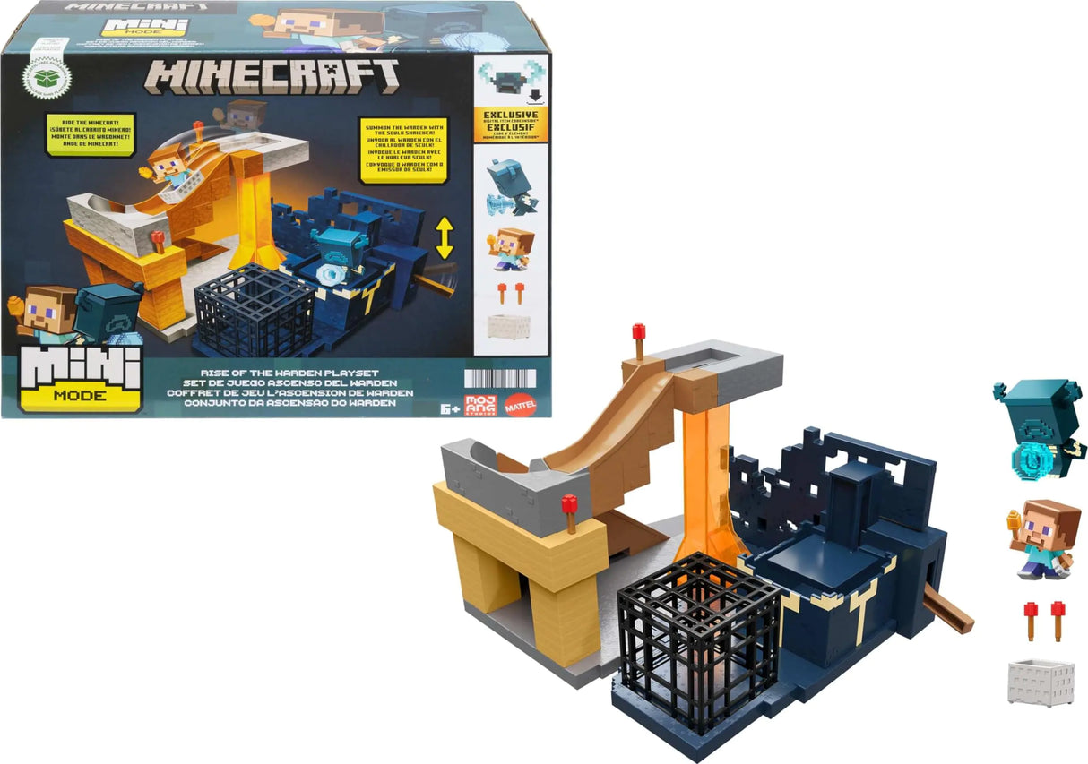 Mattel Minecraft Mini Mode Playset Rise of the Warden Set with 2 Minis including Steve & Warden Figures & DLC Code