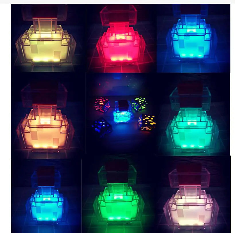 Color Changing Minecraft Lamp and Toy Sword Pickaxe