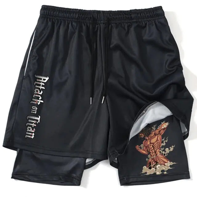 Anime Attack on Titan Gym Shorts Black - My Anime Haven