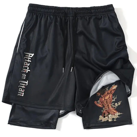 Anime Attack on Titan Gym Shorts Black - My Anime Haven